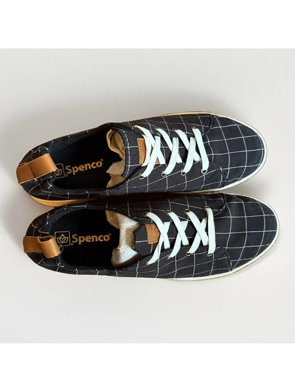 NEW Spenco Windowpane Women's Black Sneakers Shoes Size 11B